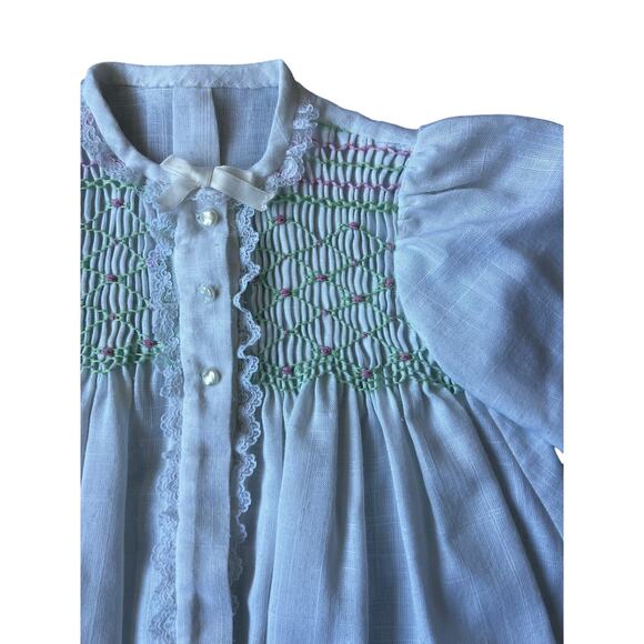 Vintage handmade smocked baby dress 3 mos - Picture 3 of 7